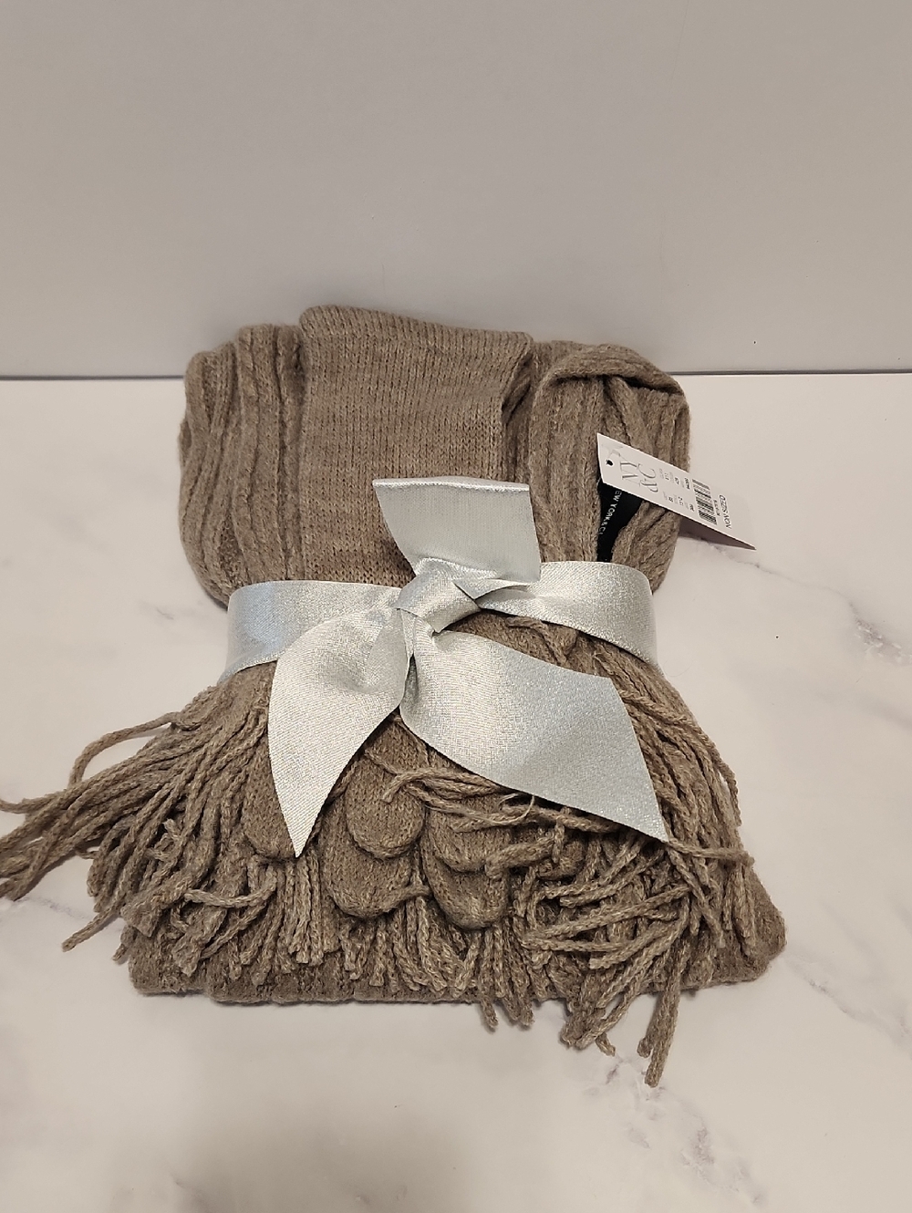New York & Company Tan  Knit Scarf and Glove Set - Women Brand New